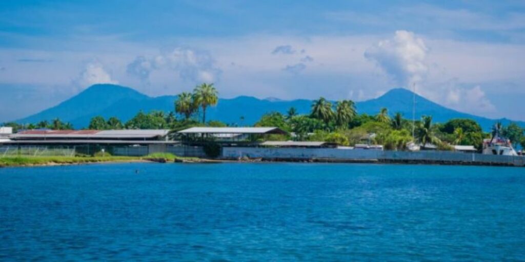 Beautiful view of Alotau, Papua New Guinea from the sea