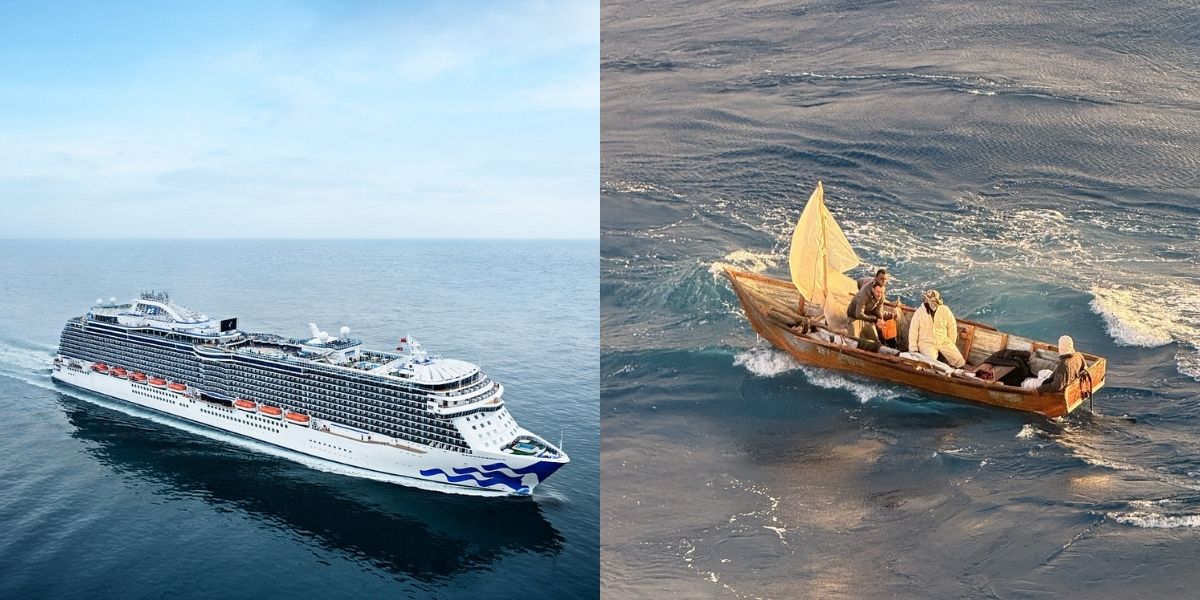 Regal Princess Turns Back to Rescue 4 People on a Failing Makeshift Sailboat