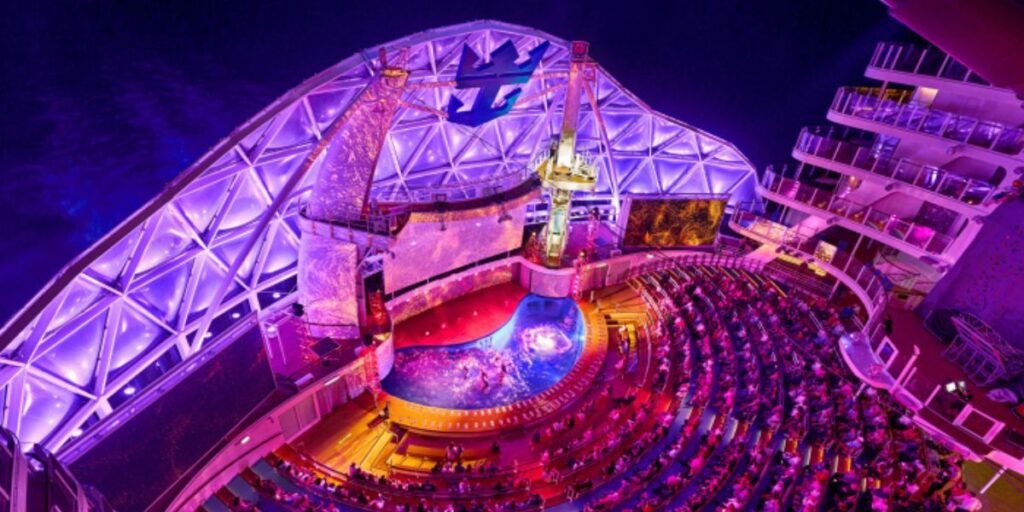 The outside theatre entertainment area of one of Royal Caribbean's cruise ship. 