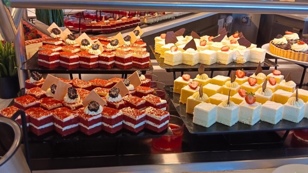 Cakes on a cruise ship buffer