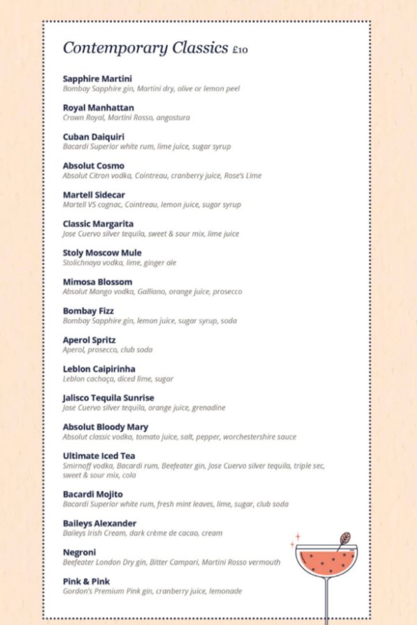 Cocktail Bar Menu