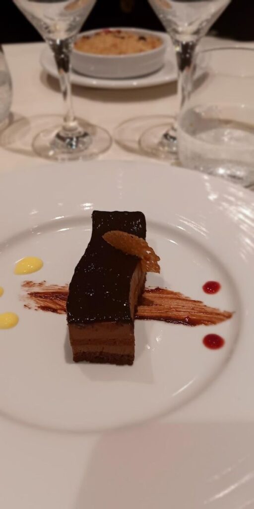 A yummy slice of a chocolate moose cake served on one of the MSC Euribia restaurants