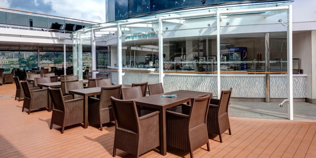 The outdoor eating area of Atmosphere Ice Cream Bar