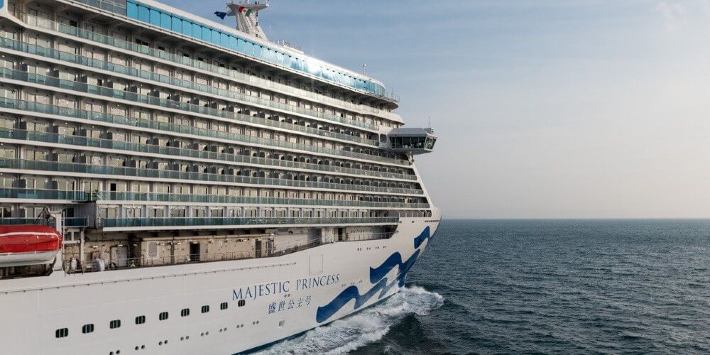 Majestic Princess cruise ship sailing on the ocean.