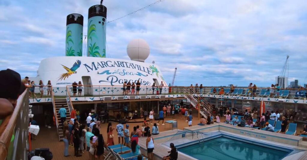 Margaritaville at Sea Paradise around the pool on the Lido Deck.
