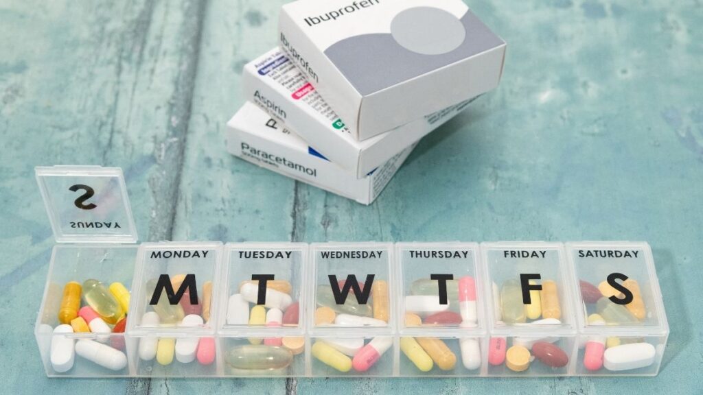 A photo of a Pill box with Medication inside