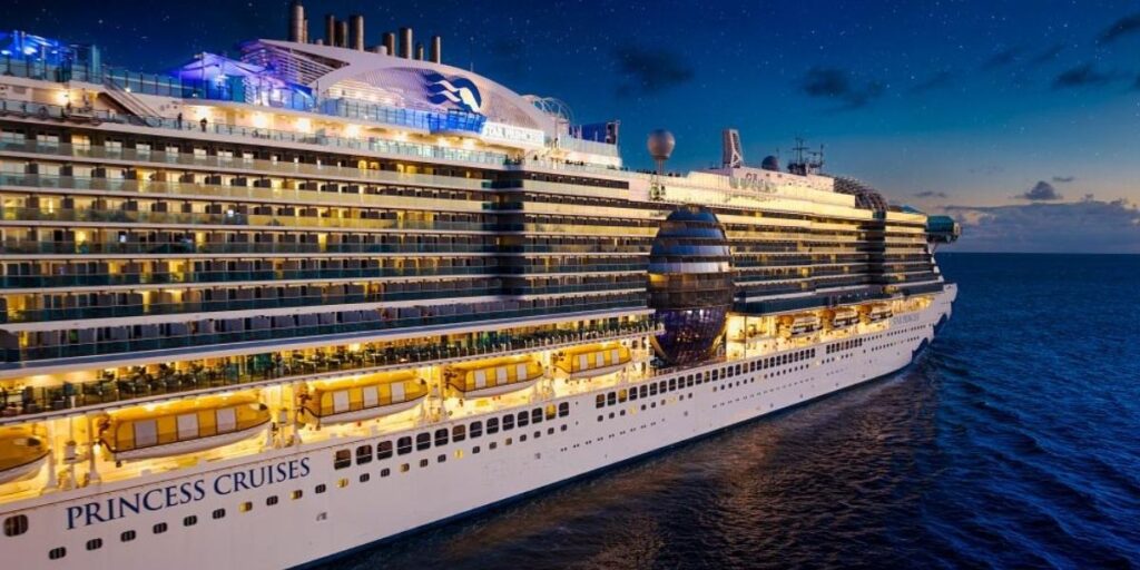 A Princess Cruise Ship sailing at Night