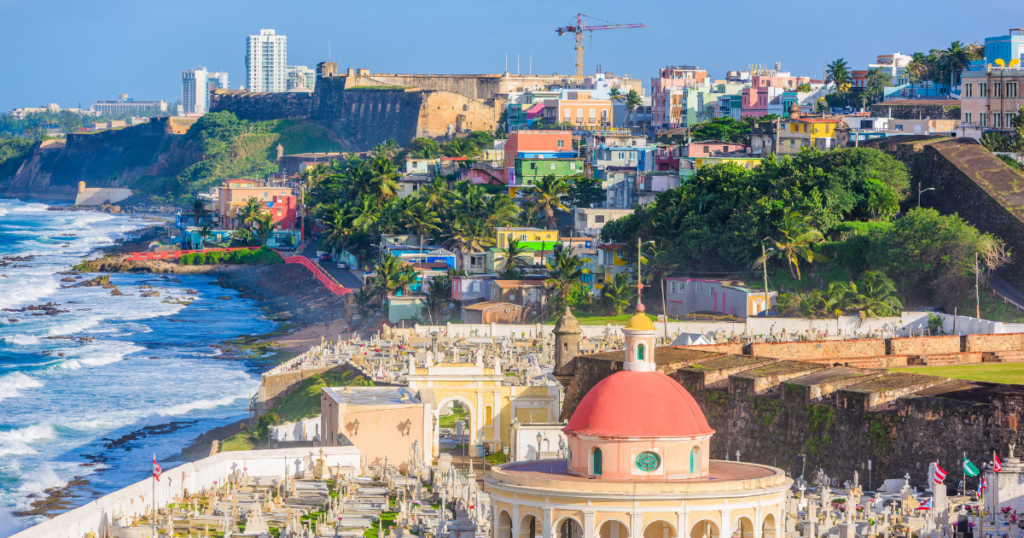 A photo of the coast of San Juan in Puerto Rico.