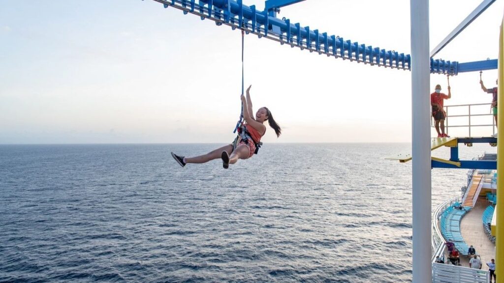 Zipline on Mardi Gras Carnival cruises