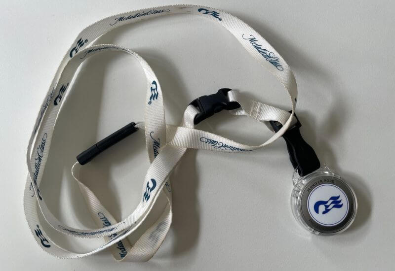 A Princess cruises medallion on a Lanyard