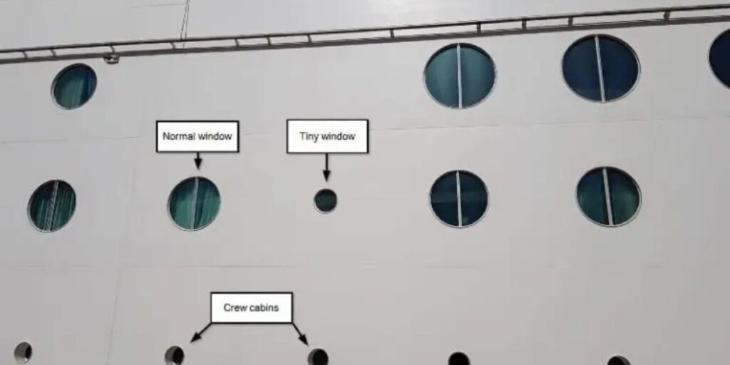 A photo that shows where the Small Porthole Cabins are