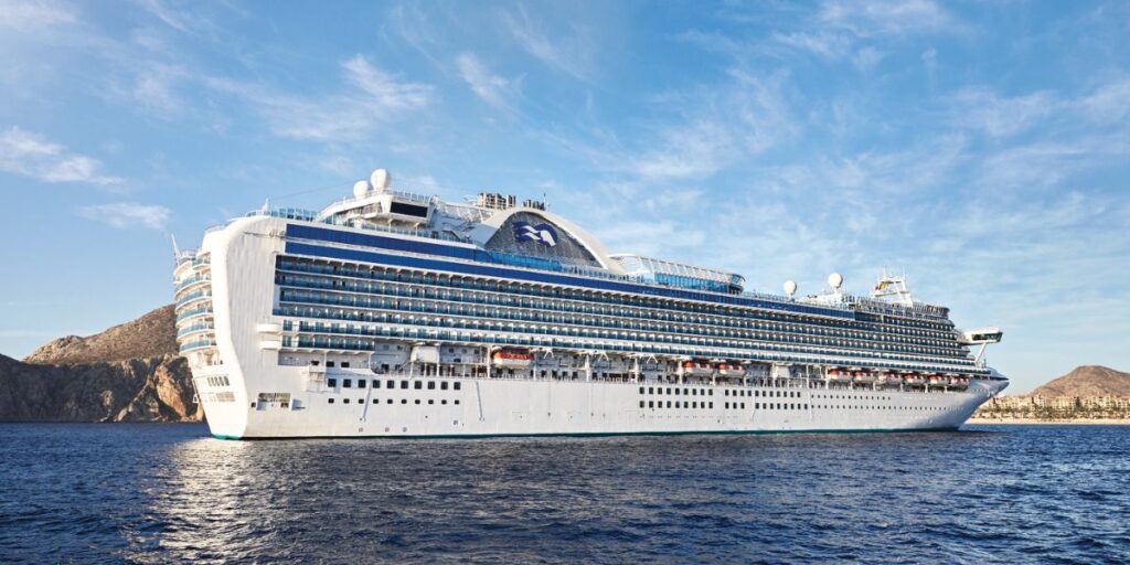 A photo of the Ruby Princess Cruise Ship on the ocean